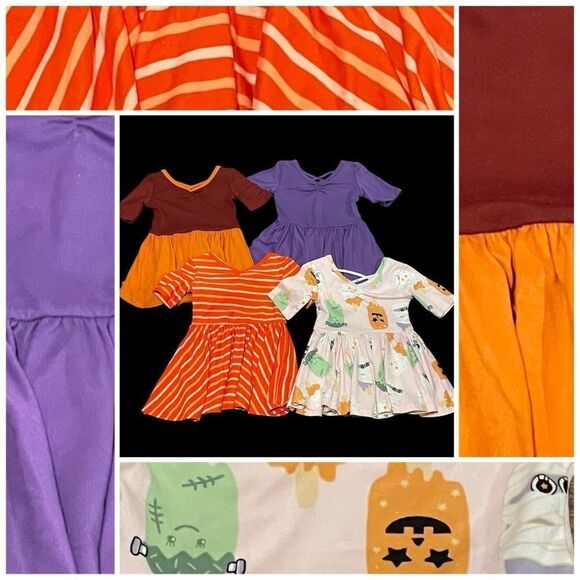 Dot Dot Smile 4 Twirl Ballerina Dresses Orange Purple Pink Brown Size 6-12 Mos - Picture 1 of 14